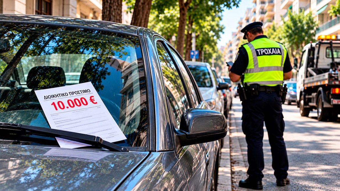 Глоба от 10 000 евро за спрян от движение автомобил, паркиран на улицата в Гърция